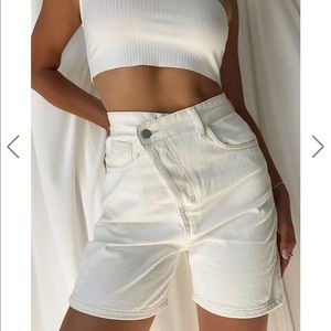 Dylan Bone Asymmetrical Denim Shorts